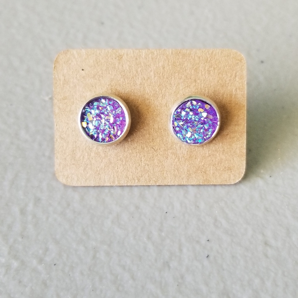 Purple druzy earrings
